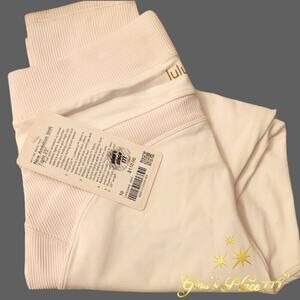 NWT LULULEMON Women's Ambition SHR Tight 25" Ribbed Leggings Pants White Size 10